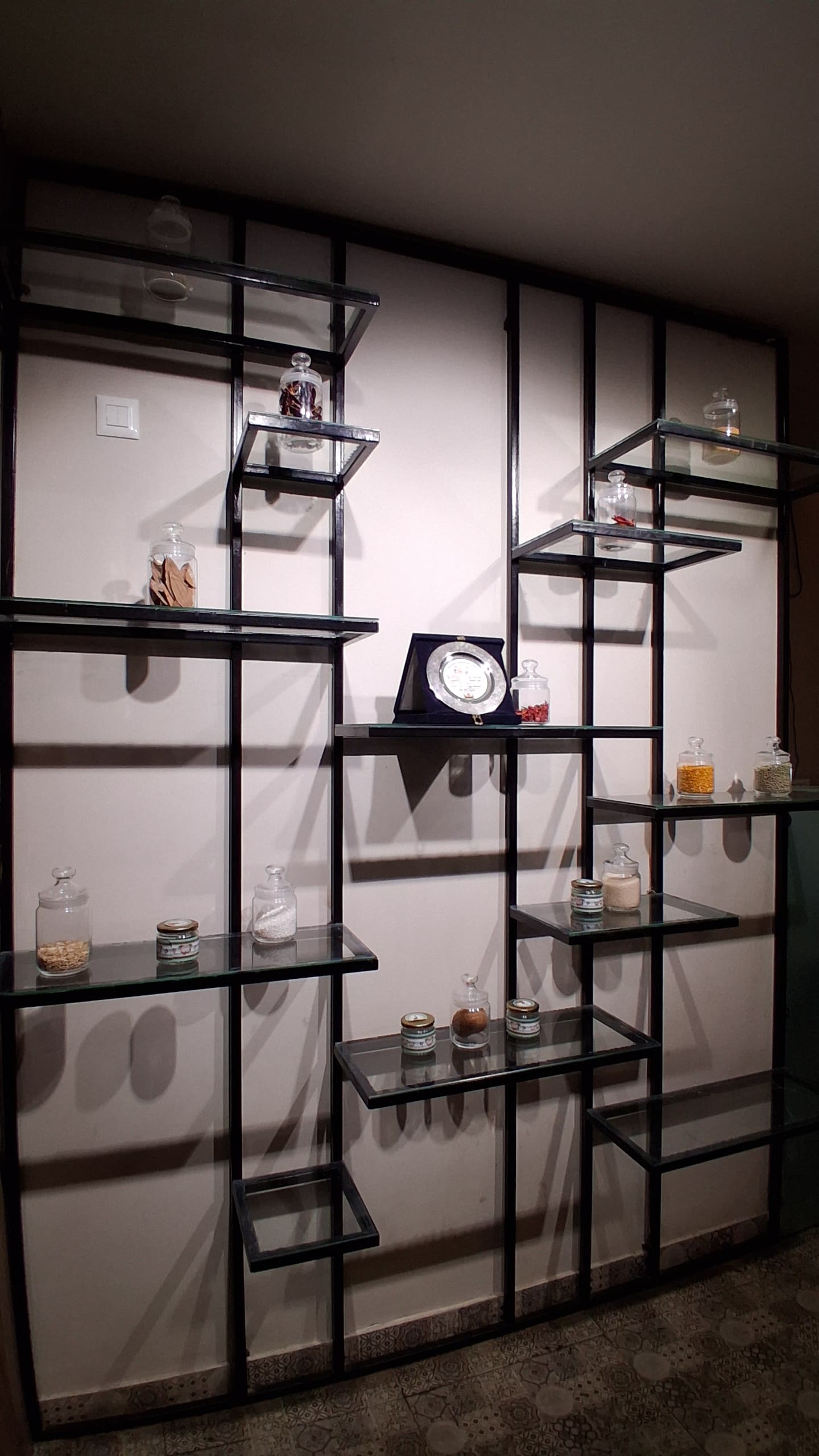 Traditional ingredients and heritage display wall